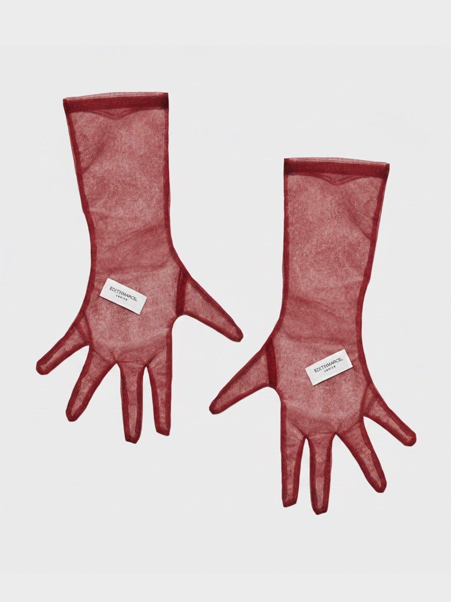 SHORT BURGUNDY TULLE GLOVES