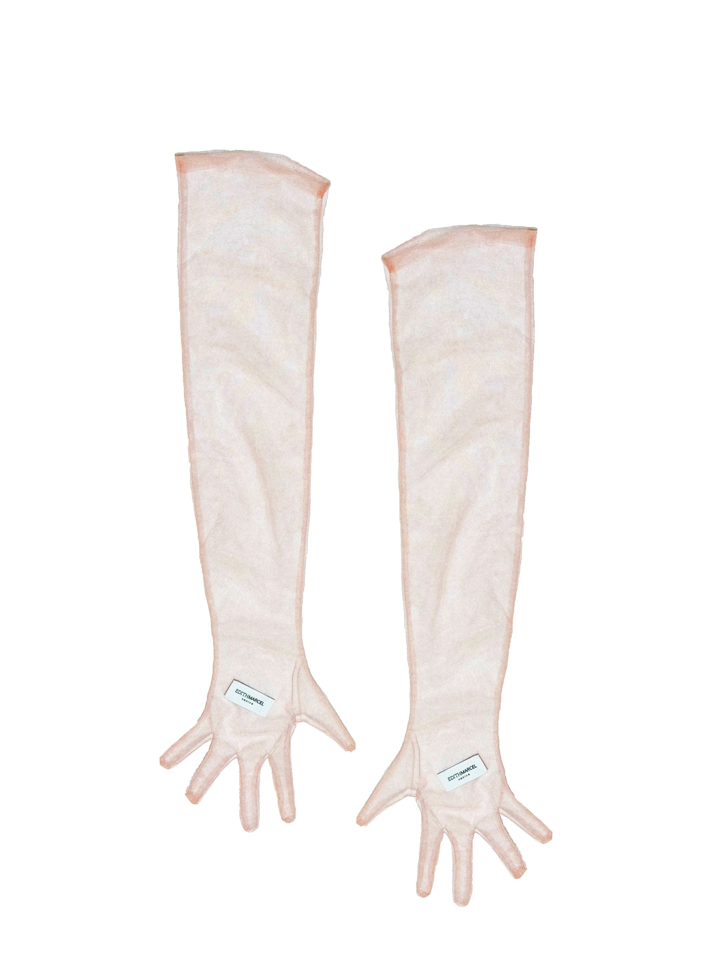 Long tulle gloves.