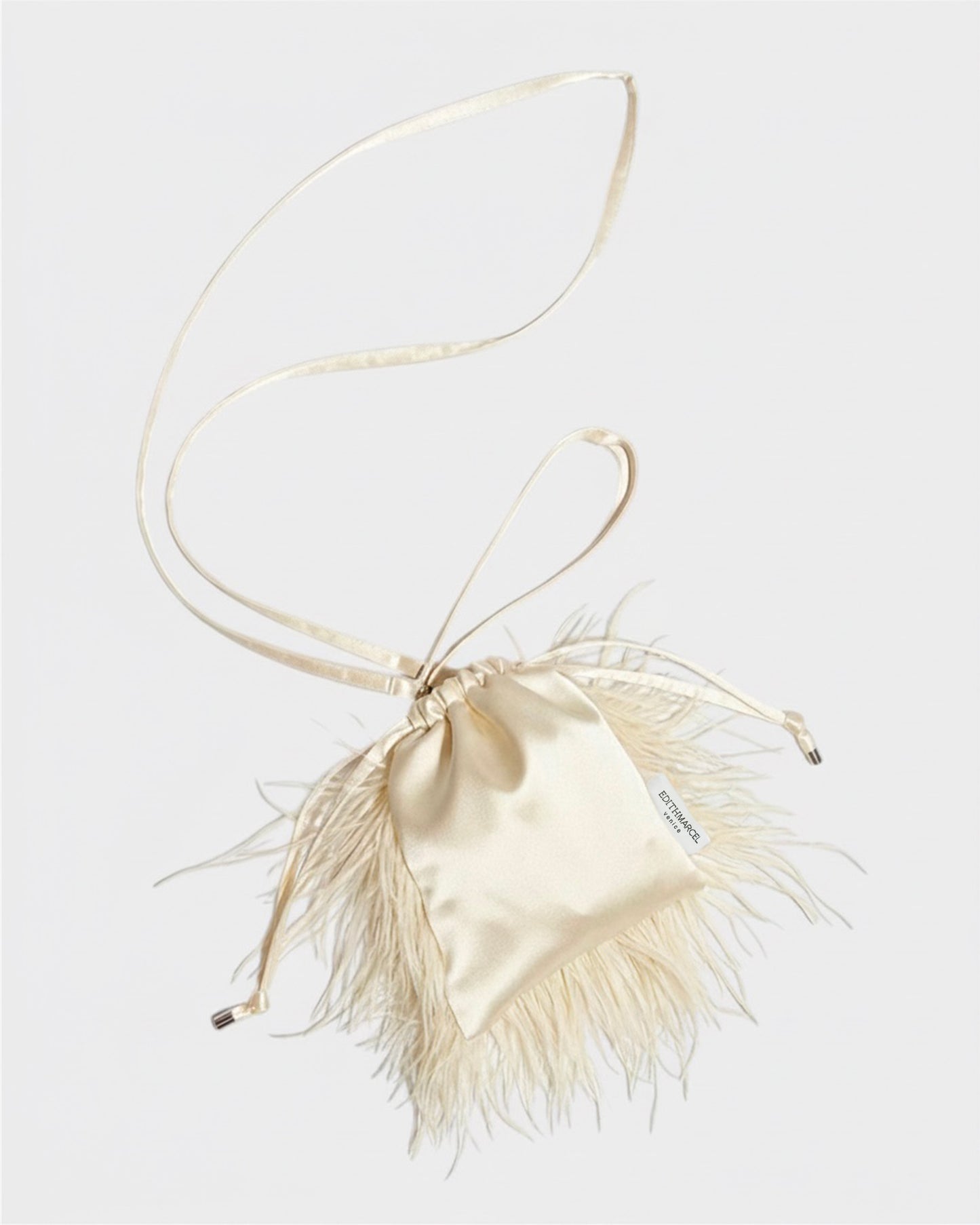 WHITE OSTRICH MARION BAG