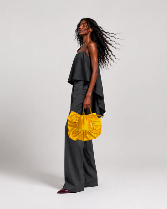YELLOW SILK FRILL MARION BAG