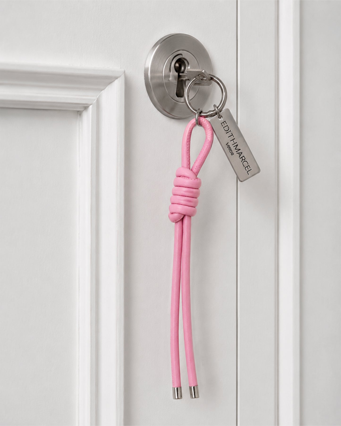 PINK KNOT LEATHER KEYRING