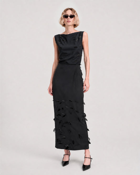 FEATHER MIDI SKIRT