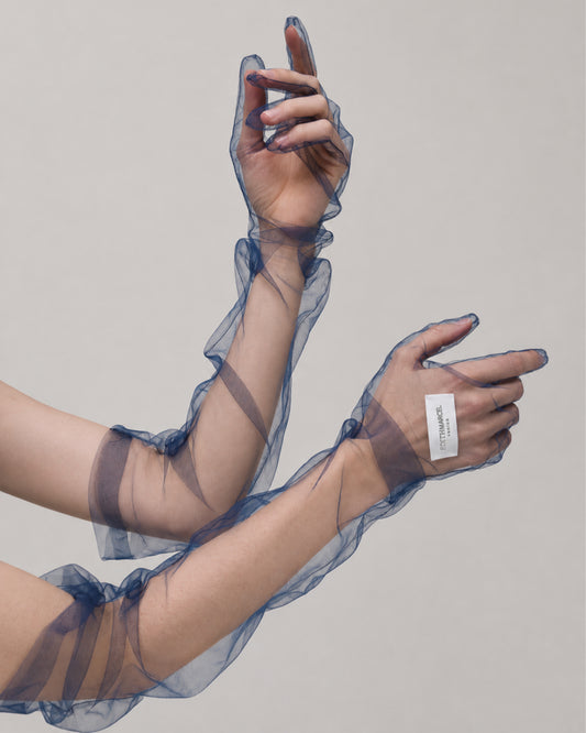 GUANTI LUNGHI IN TULLE BLU