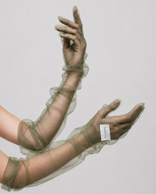 GUANTI LUNGHI DI TULLE VERDE