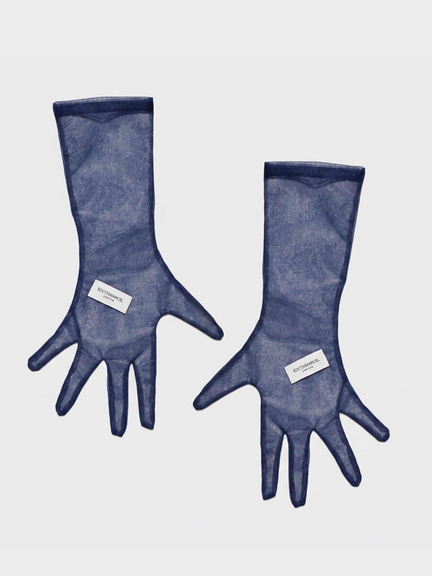 SHORT BLUE TULLE GLOVES