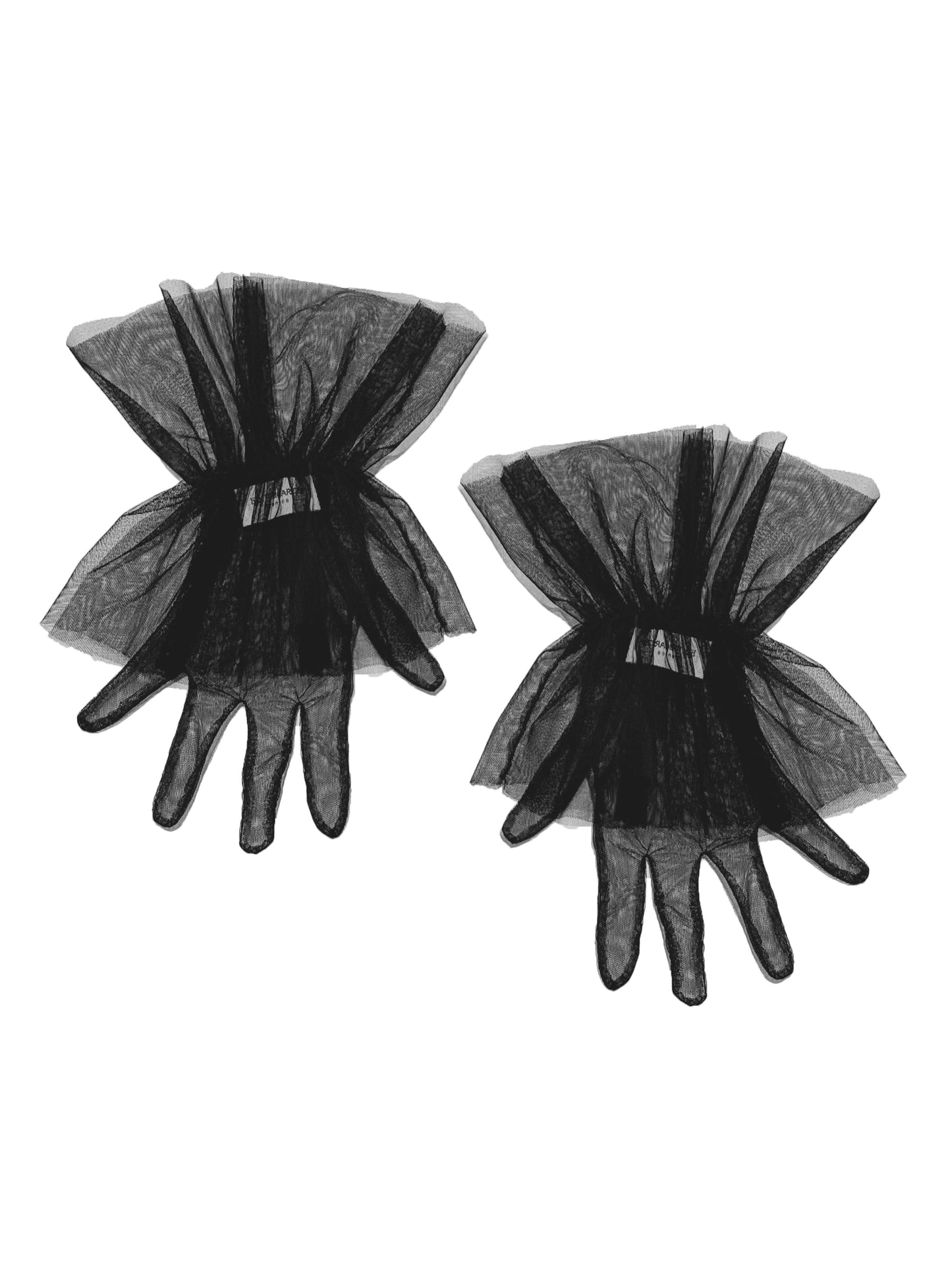 Short tulle gloves with frill.