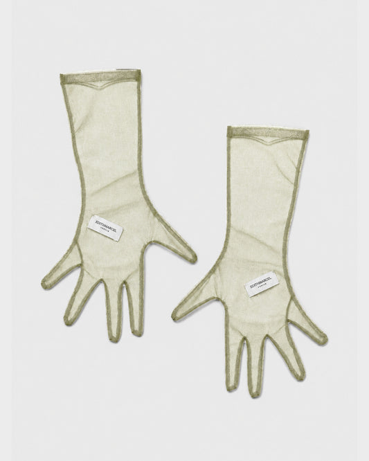 SHORT GREEN TULLE GLOVES