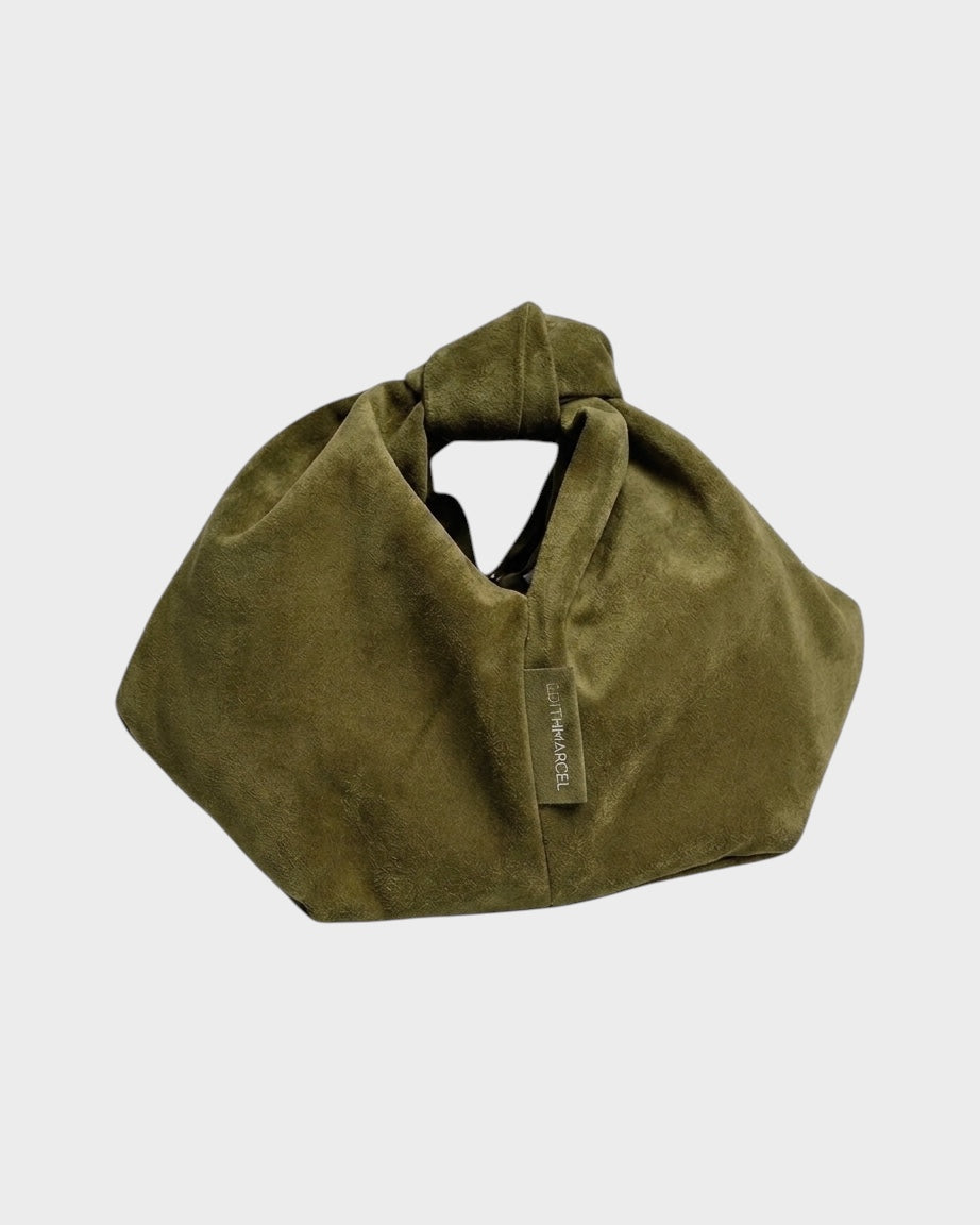 GREEN ALCANTARA KNOT BAG