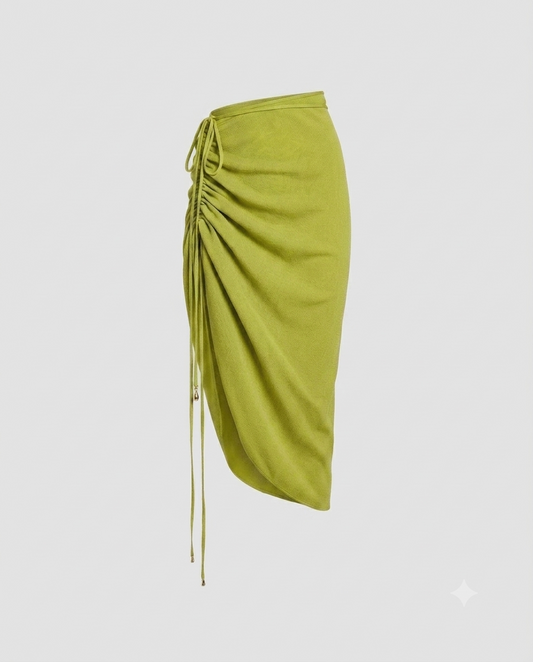PLATED VISCOSE DRAPED SKIRT