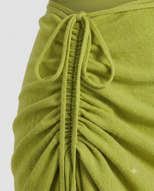 PLATED VISCOSE DRAPED SKIRT