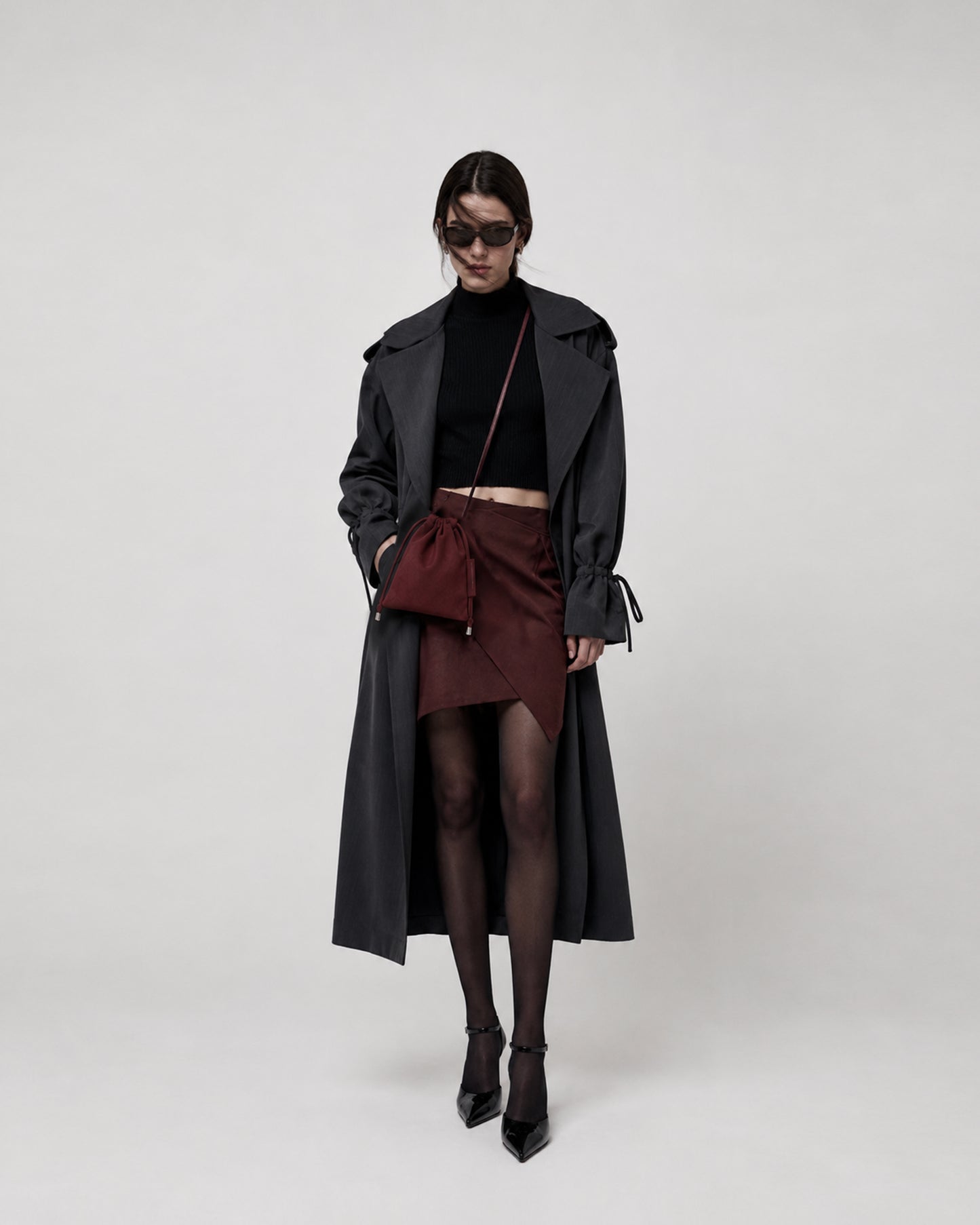 BORSA MARION IN ALCANTARA BURGUNDY