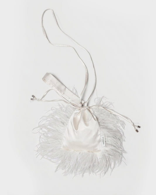 WHITE OSTRICH MARION BAG