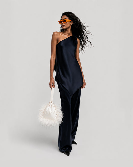 WHITE OSTRICH MARION BAG