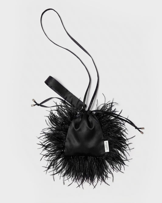 BLACK OSTRICH MARION BAG