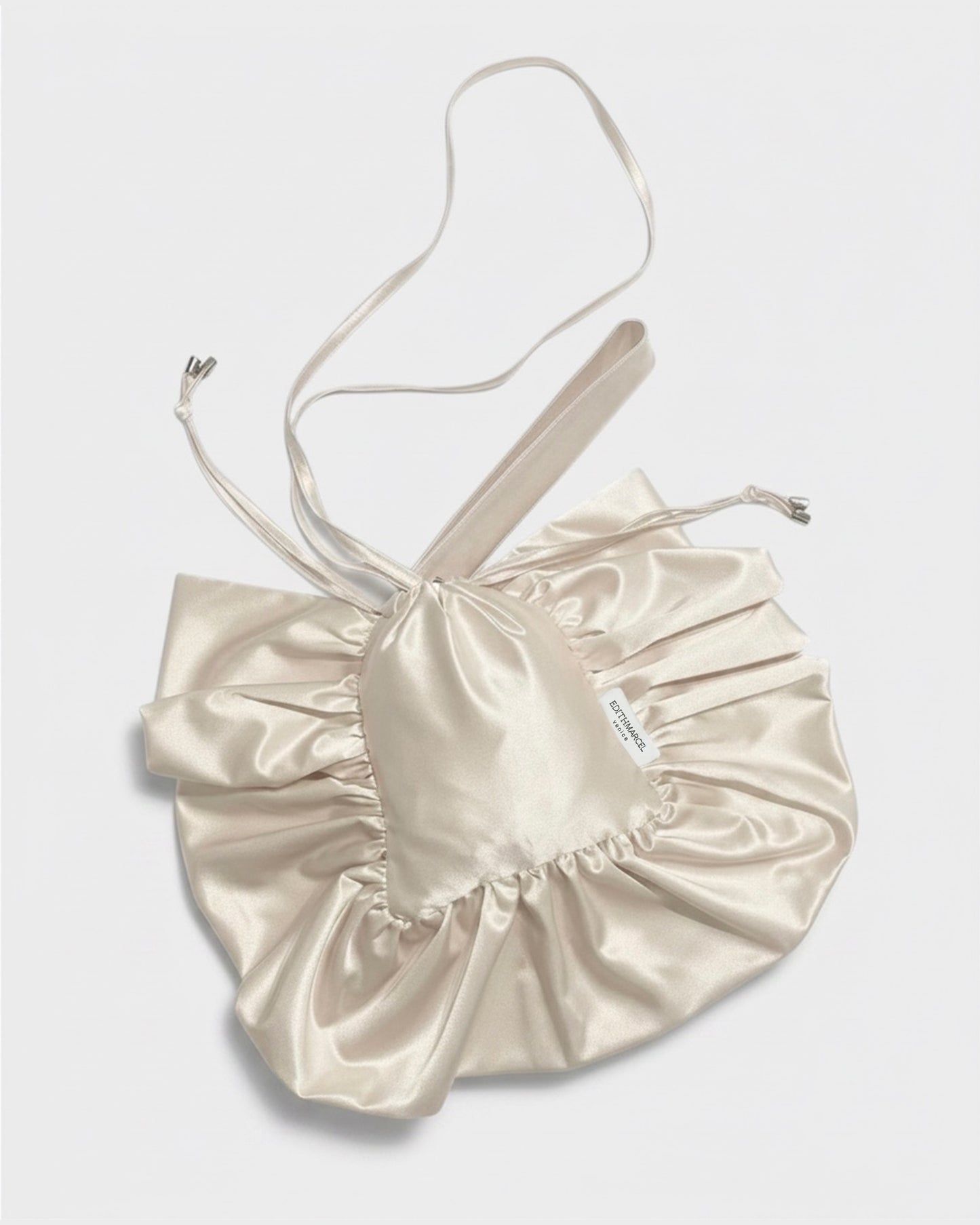WHITE SILK FRILL MARION BAG