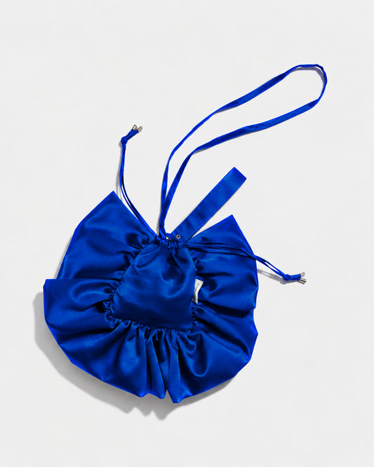 ELECTRIC BLUE SILK FRILL MARION BAG