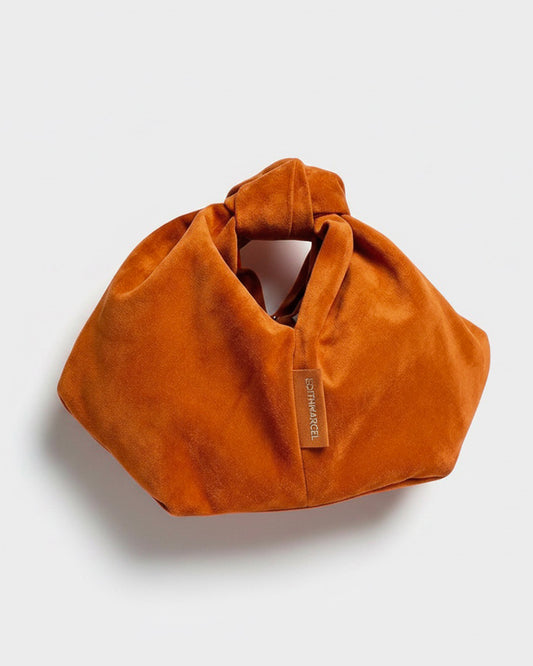 ORANGE ALCANTARA KNOT BAG