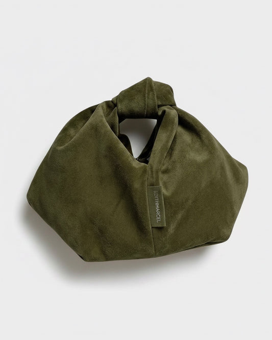 GREEN ALCANTARA KNOT BAG