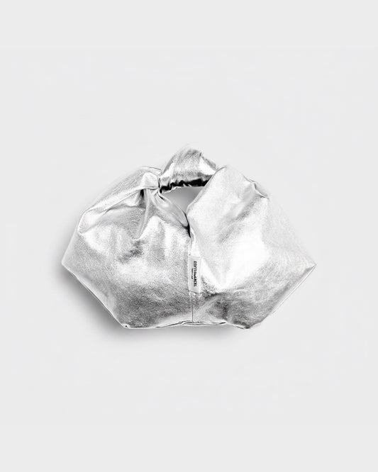 SILVER LEATHER KNOT BAG