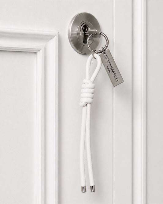 PORTACHIAVI IN PELLE CON NODO BIANCO