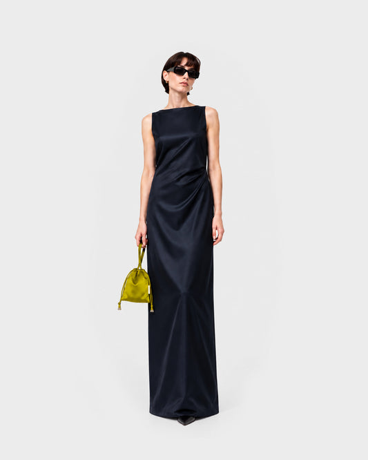 BLUE SATIN LONG DRESS