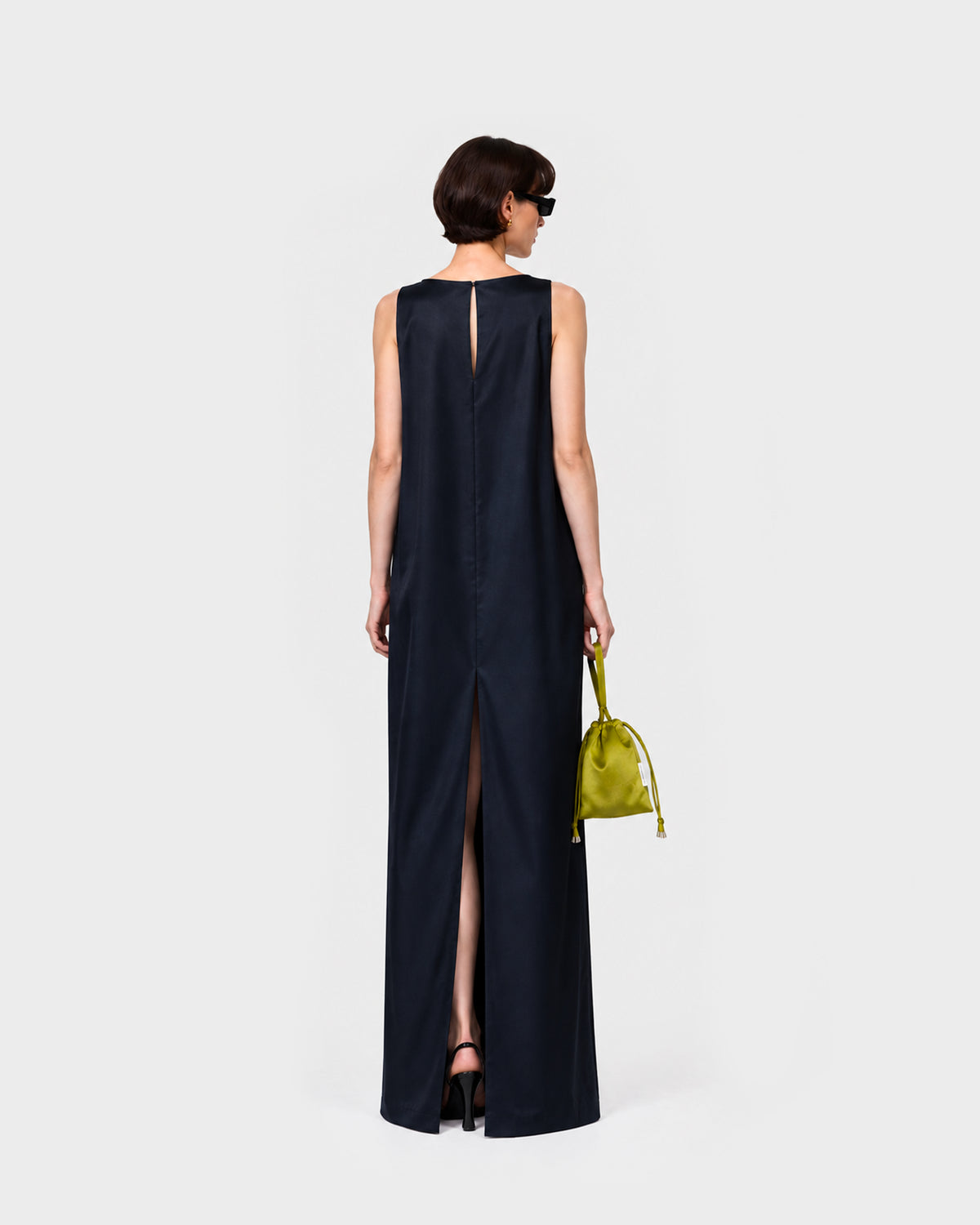 BLUE SATIN LONG DRESS