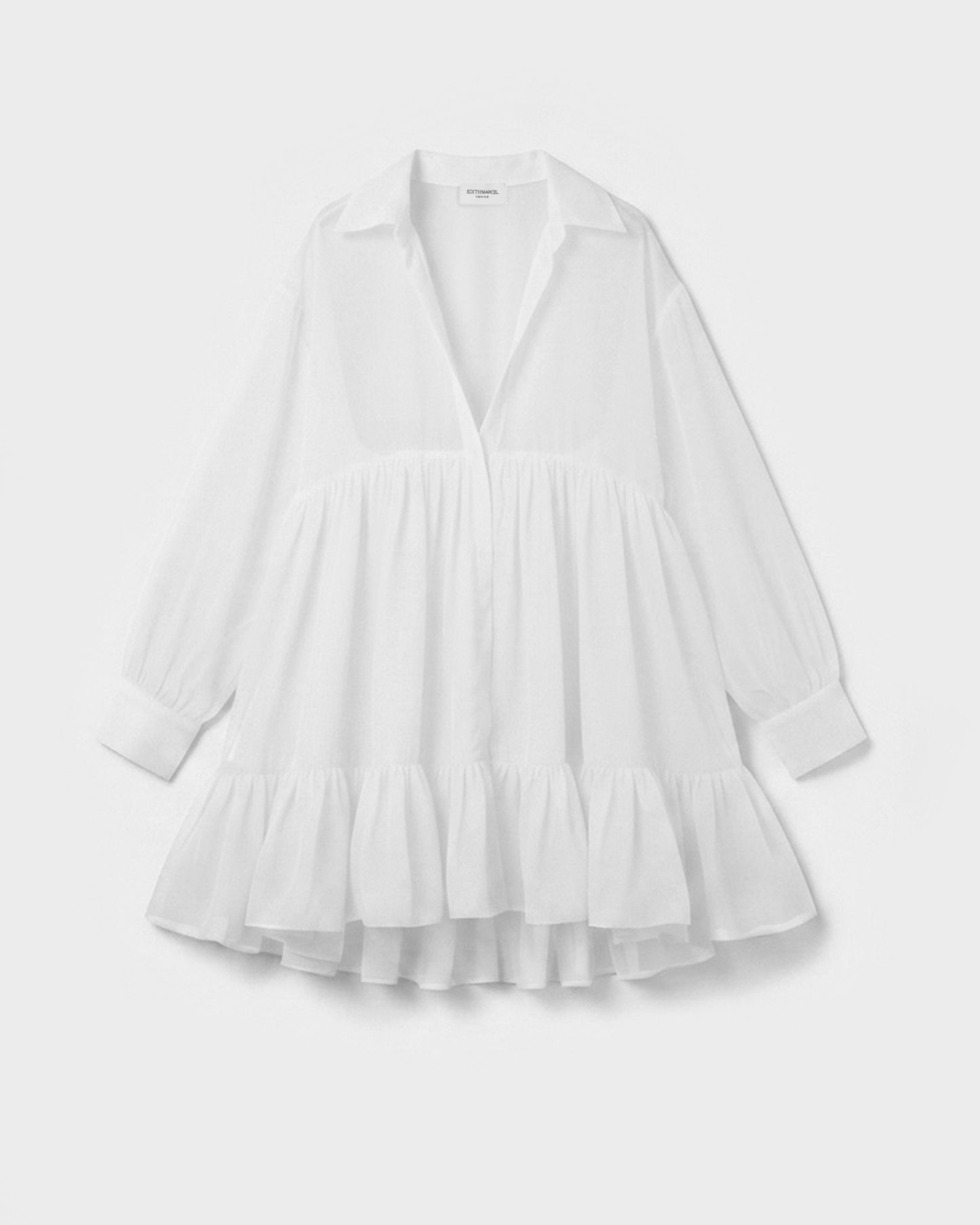 RUFFLED GEORGETTE WHITE SHIRT/DRESS