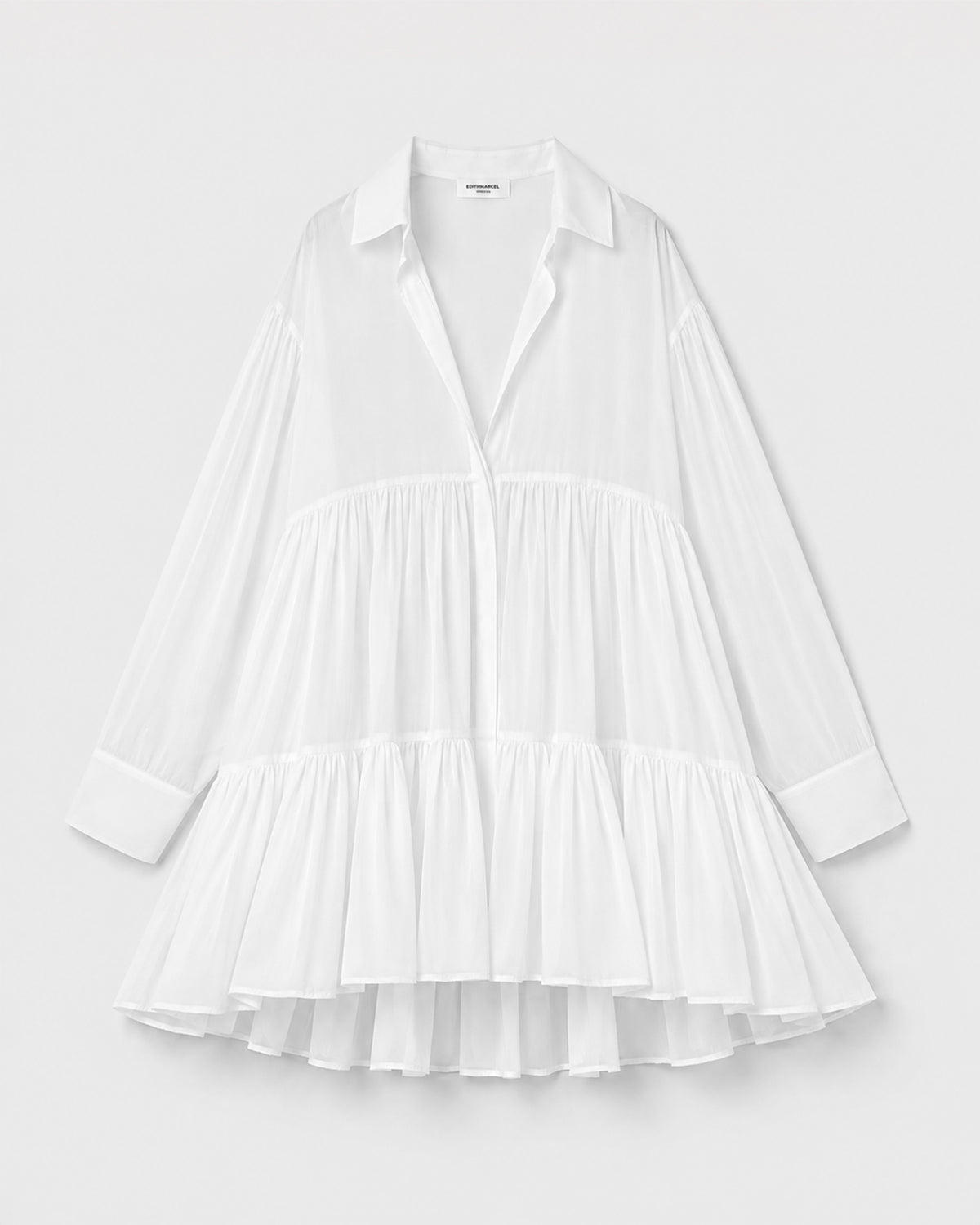 RUFFLED GEORGETTE WHITE SHIRT/DRESS