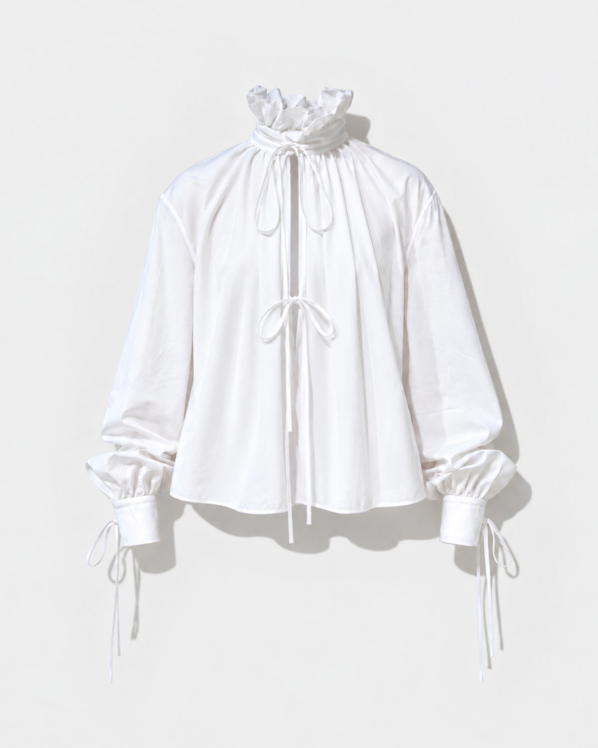 POPLINE SHIRT WITH RUFFLED COLLAR