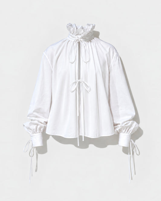 POPLINE SHIRT WITH RUFFLED COLLAR