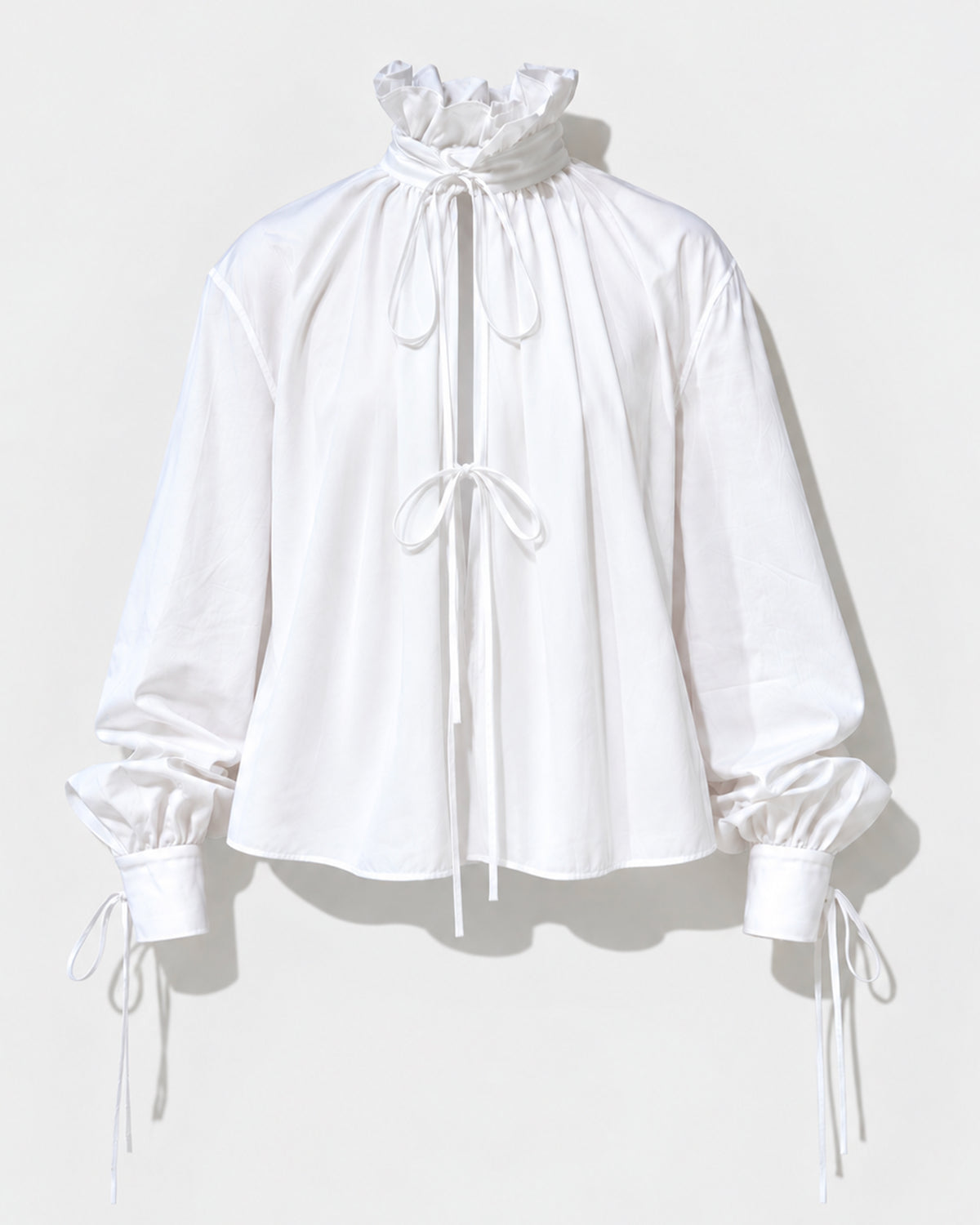 POPLINE SHIRT WITH RUFFLED COLLAR