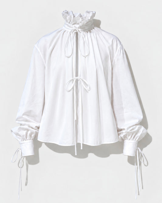 POPLINE SHIRT WITH RUFFLED COLLAR