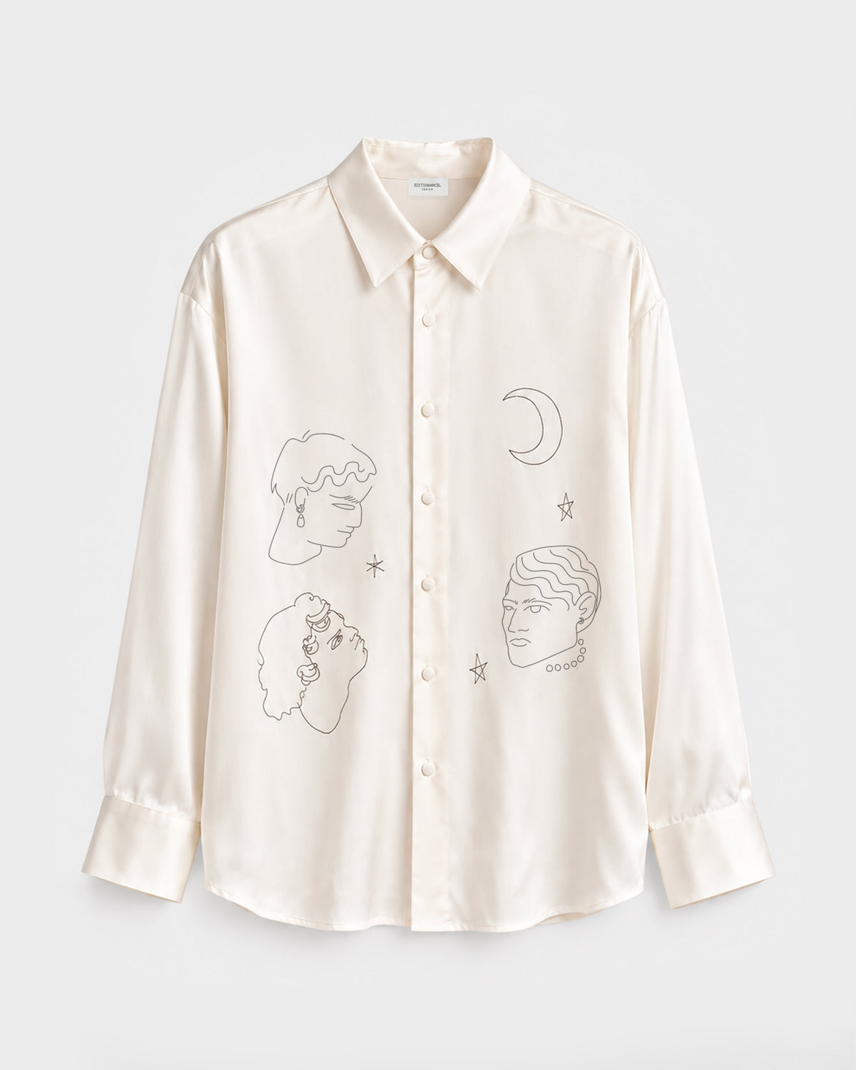 SILK SATIN SHIRT WITH PRINT