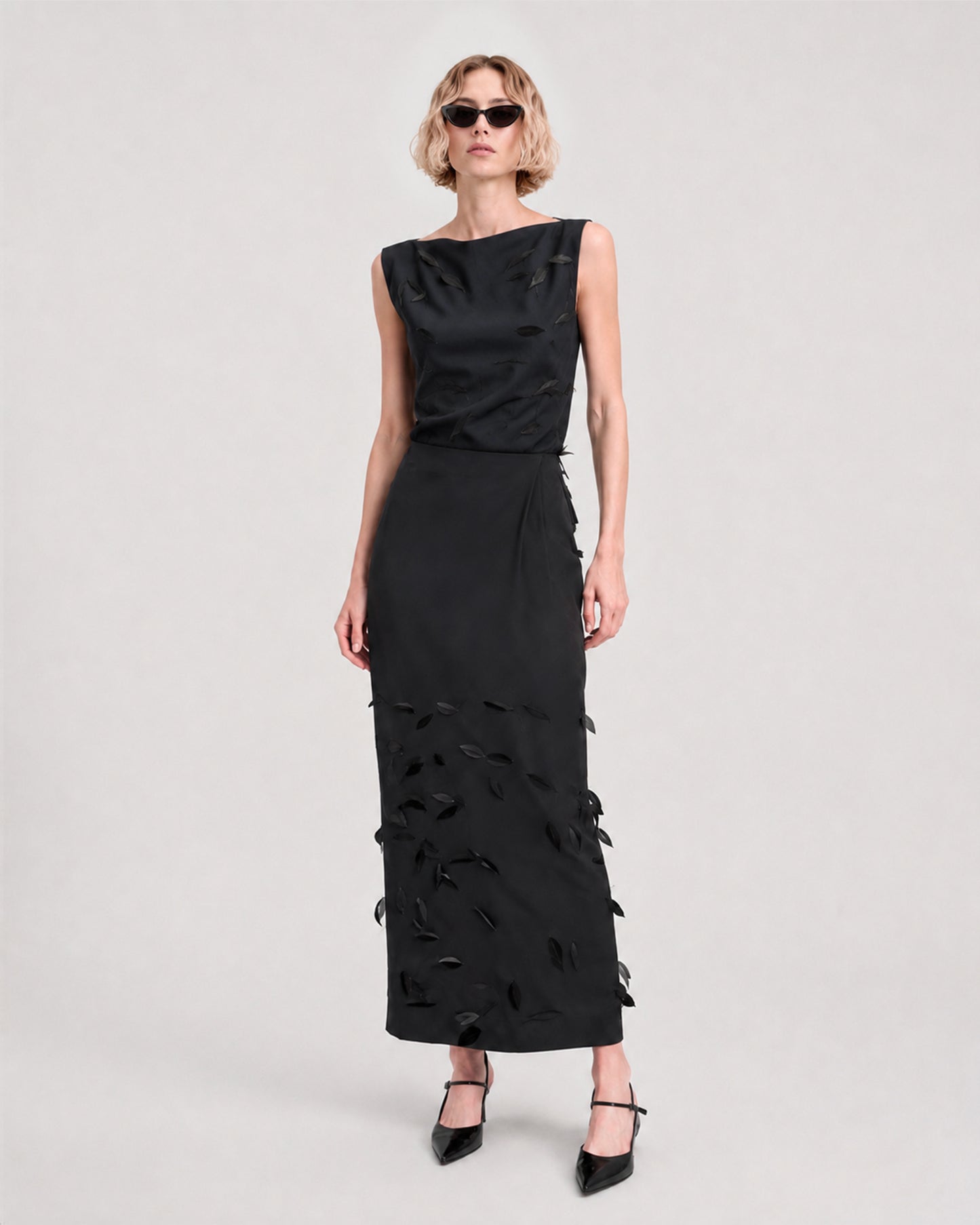 FEATHER MIDI SKIRT