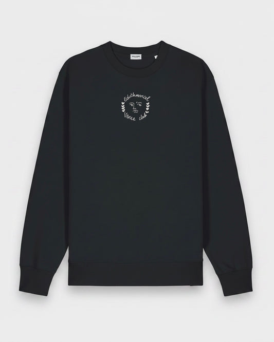 EMBROIDERED ILLUSTRATION BLACK SWEATSHIRT