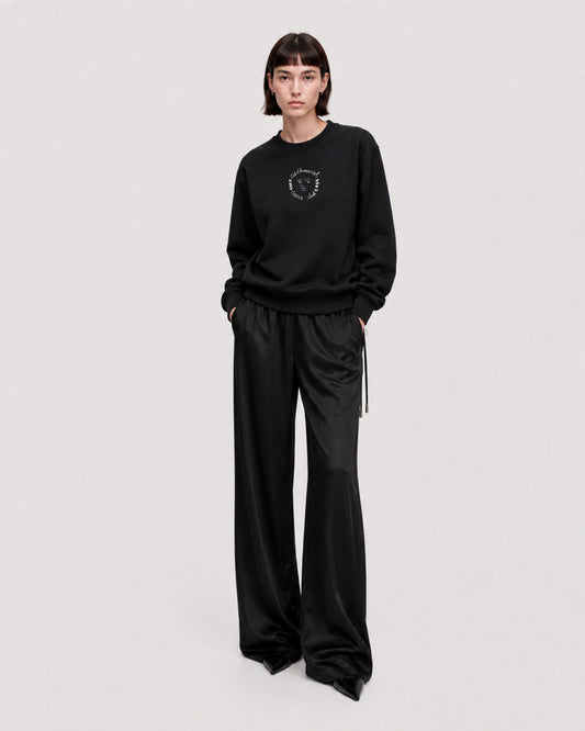 EMBROIDERED ILLUSTRATION BLACK SWEATSHIRT