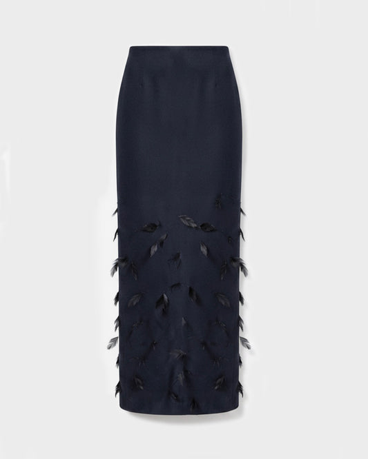 FEATHER MIDI SKIRT