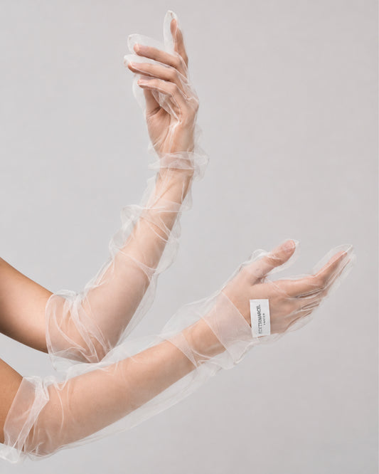 GUANTI LUNGHI IN TULLE BIANCO