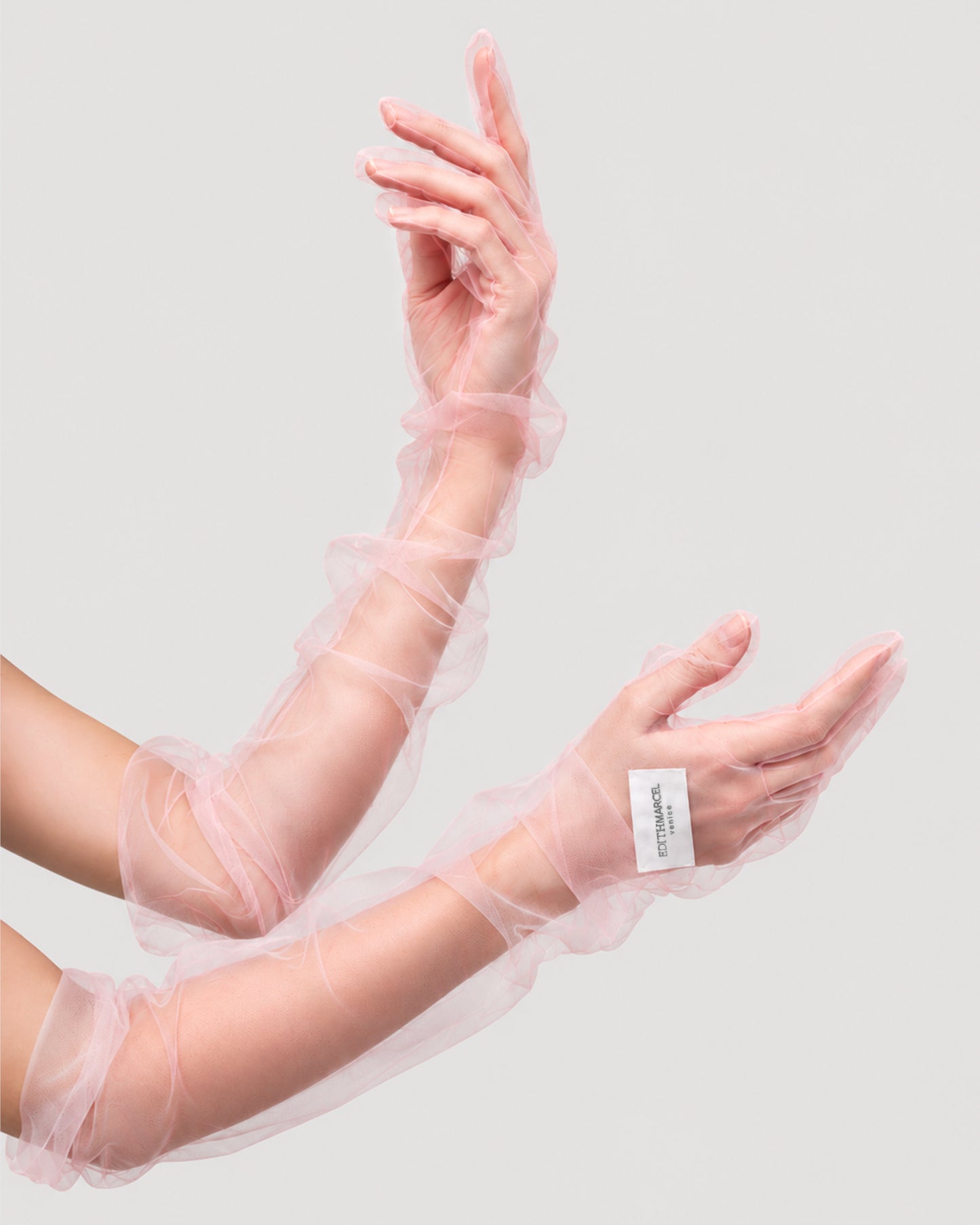 LONG PINK TULLE GLOVES