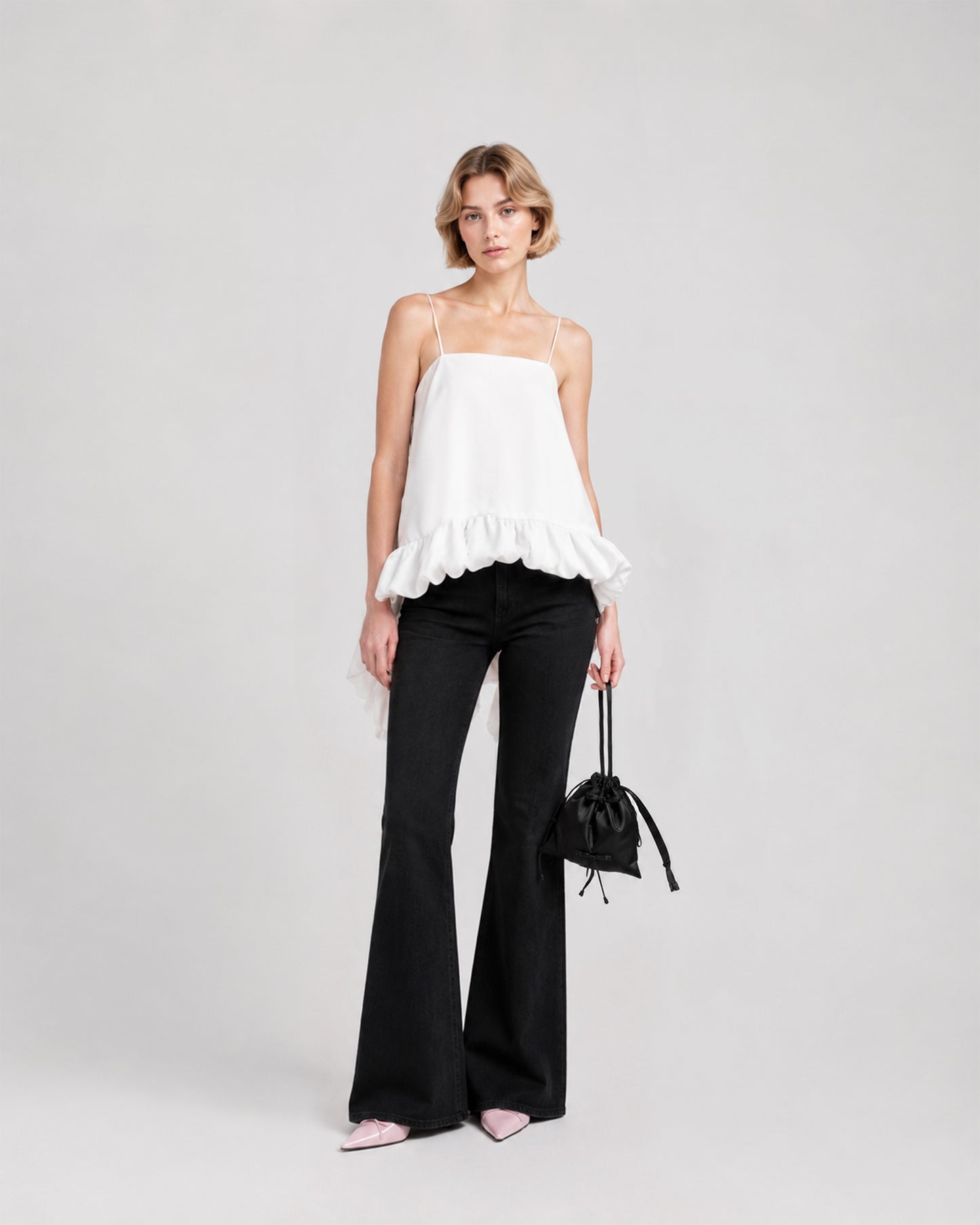 WHITE PANELS FRILL TOP