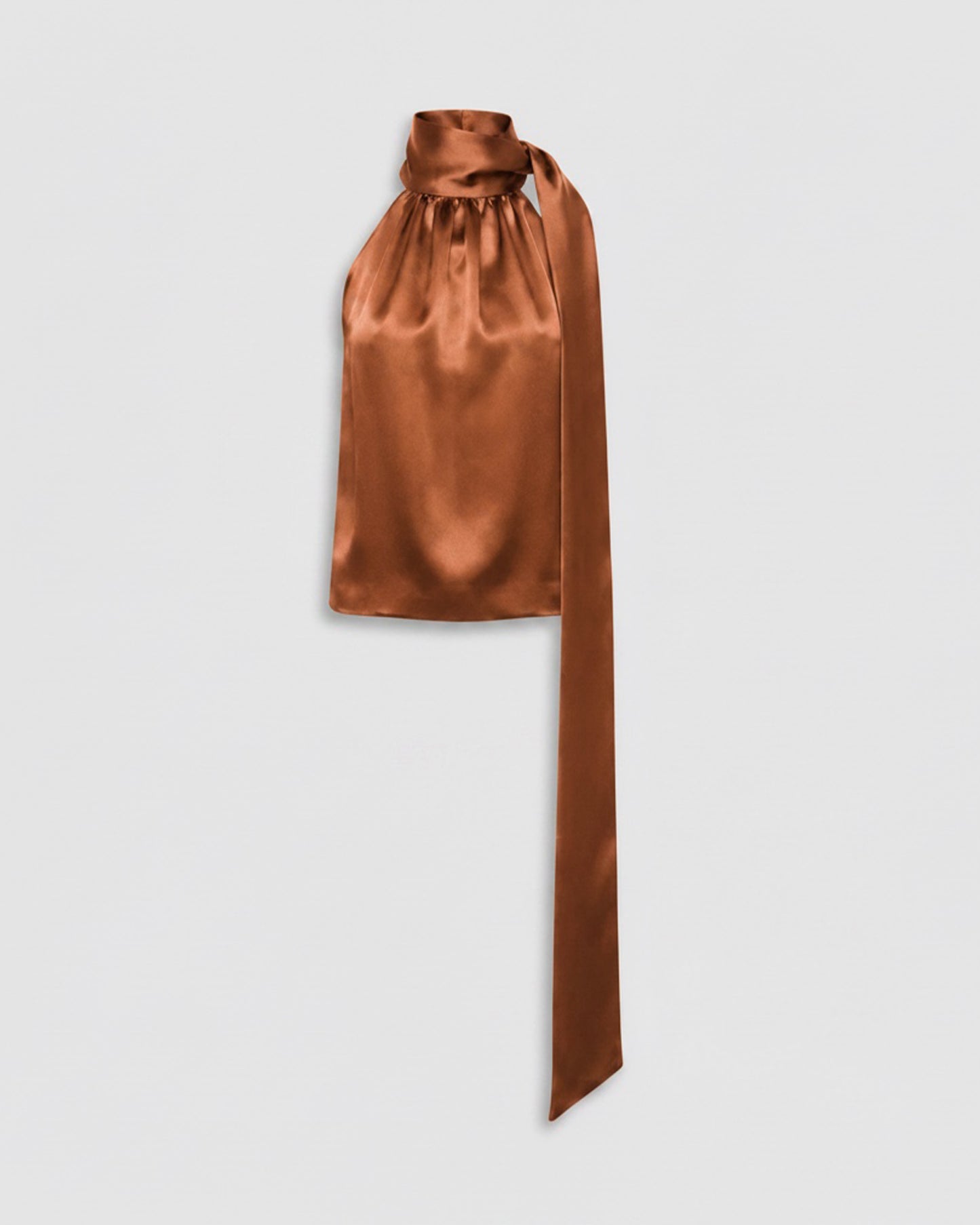 COPPER VISCOSE SATIN HALTER TOP